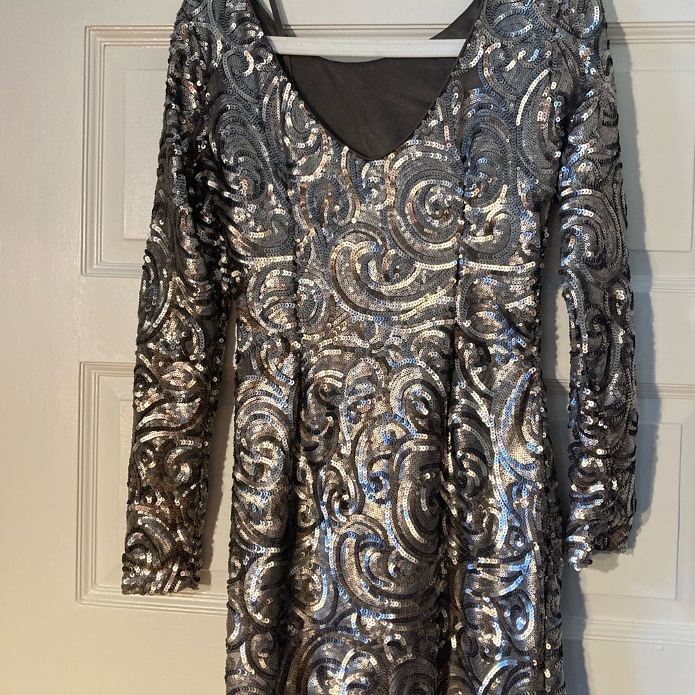Sequins tan short cocktail dress